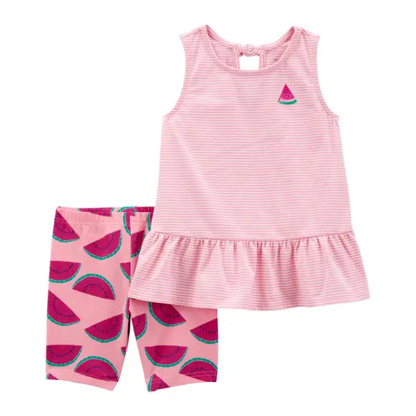 Toddler Girl's 2-Piece Watermelon Top and Bike Short Set