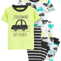 Baby 4-Piece Cars 100% Snug Fit Cotton PJs