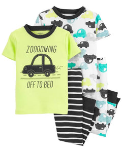 Baby 4-Piece Cars 100% Snug Fit Cotton PJs