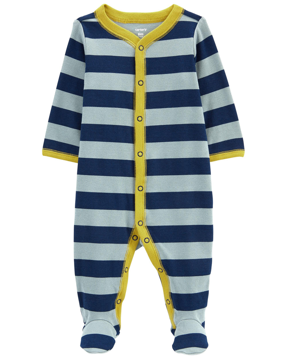 Striped Snap-Up Cotton Blend Sleep & Play