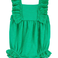 Baby Eyelet Lace Slub Jersey Romper