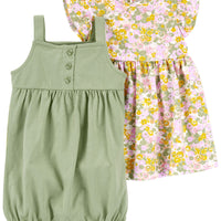 Baby 3-Piece Dress & Romper Set