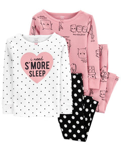 4-Piece S'mores 100% Snug Fit Cotton PJs