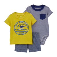 3-Piece Striped Little Shorts Set