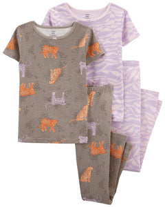 Kid 4-Pack Animal Print PJs