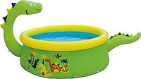 Sunclub 69" x 24.5" Green Round Inflatable Dinosaur Kiddie Pool with Spray Feature