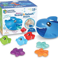 Learning Resources Steve The Scoop & Splash Shark, 7 Pieces, Ages 18 Months+, Toddler Learning Toys, Baby Toys ,Toddler Bathtub,Pool Toys, Water Toys