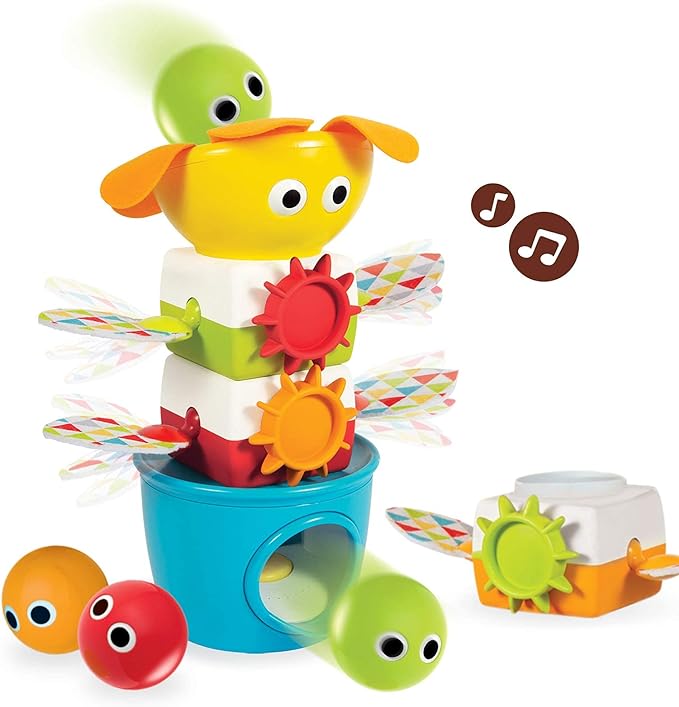 Yookidoo Babies Musical Tumble Ball Stacker Toy. Colorful Sensory Toddlers STEM Enhancing Game. Battery Operated Stacking Tumbling Play. Ages 9 Month Up