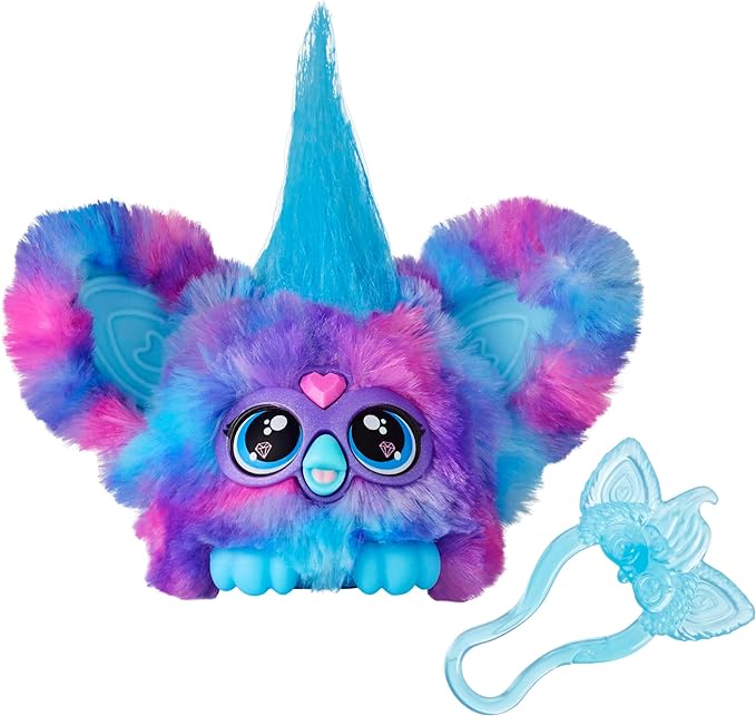 Furby Furblets Luv-Lee Mini Friend, 45+ Sounds, K-Pop Music & Furbish Phrases, Electronic Plush Toys for Girls & Boys 6 Years & Up, Purple & Blue