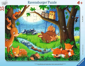 When Small Animals Sleep Go Ravensburger Children's Puzzle 05146-Wenn gehen-35 Pieces Frame Puzzle, Teal/Turquoise Green