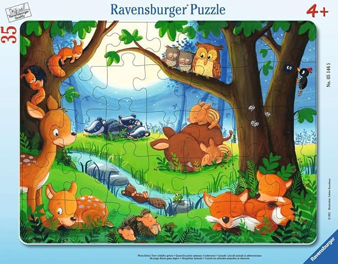 When Small Animals Sleep Go Ravensburger Children's Puzzle 05146-Wenn gehen-35 Pieces Frame Puzzle, Teal/Turquoise Green