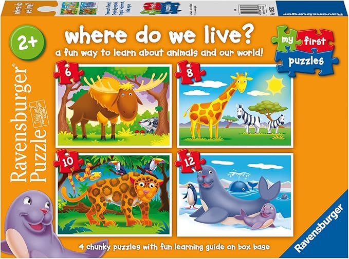 Ravensburger Where Do We Live? My First Jigsaw Puzzles for Kids 2 Years Up (2, 3, 4 & 5 Pieces) - Educational Toys for Toddlers - EYFS