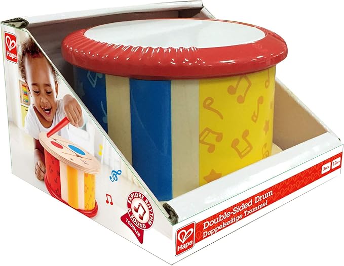 Hape Double-Sided Drum| Wooden Double-Sided Musical Drum Instrument for Toddlers