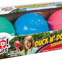 Mini Dodge Ball Set Game Set of 3 Kickball for Younger Kids Assorted Colors, Duck-n-Dodge Set