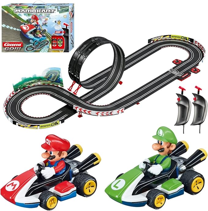 Carrera GO!!! Electric Powered Slot Car Racing Kids Toy Race Track Set 1:43 Scale, Mario Kart