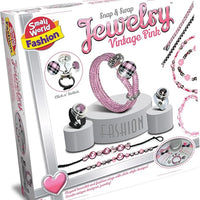 Snap & Swap Jewellery Making Kit - DIY Bracelet Making Kit - Includes 3 Click-On Charms, 470 Beads & Storage Tin - Arts and Crafts for Kids Age 8+ (Pink)