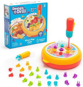 Educational Insights Design & Drill® Rivet Pop Cafe - Fine Motor Toys for Toddlers, Toddler Drill and Screw Toys, Gift for Boys and Girls Ages 3+