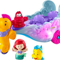 Fisher-Price Little People Toddler Toy Disney Princess Ariel's Light-Up Sea Carriage Musical Vehicle with 2 Figures for Ages 18+ Months,