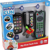 Infini Fun My First Tech Trio - Imitation Game for Kids, Fake Phone, Toy Keys & TV Remote for Imaginative Play - Ultra-Realistic Pretend Kids Play Set, Discover Colours & Sounds - For Ages 18 Months +