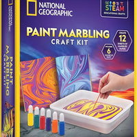 National Geographic Marbling Paint Kit for Kids - Create 12 Sheets of Marble Art with Paints & Water, Painting Arts and Crafts Kit (Amazon Exclusive)