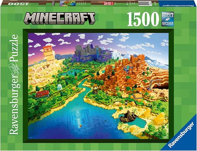 Ravensburger World of Minecraft 1500 Piece Jigsaw Puzzle for Adults - 17189 - Every Piece is Unique, Softclick Technology Means Pieces Fit Together Perfectly