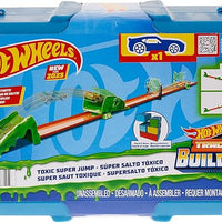 Hot Wheels Track Builder Playset Toxic Super Jump Pack with 1:64 Scale Toy Car & 10 Component Parts in Modular Storage Box