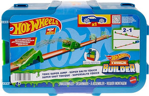 Hot Wheels Track Builder Playset Toxic Super Jump Pack with 1:64 Scale Toy Car & 10 Component Parts in Modular Storage Box