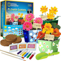 National Geographic Flower Growing Kit for Kids - Decorate 3 Pots with Paint and Stickers, Kids Gardening Set, Arts and Crafts for Kids Ages 8-12, Garden Kit for Kids, Birthday Gifts