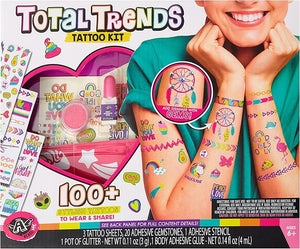 Angel Acade-Me by Anker Play Products, Total Trends Tattoo Kit - Easy Adhesive Stylish Temporary Tattoos - 100+ Stylish Tattoos Included + Glitter, Adhesive Glue, Cosmetic Brush & Gemstones