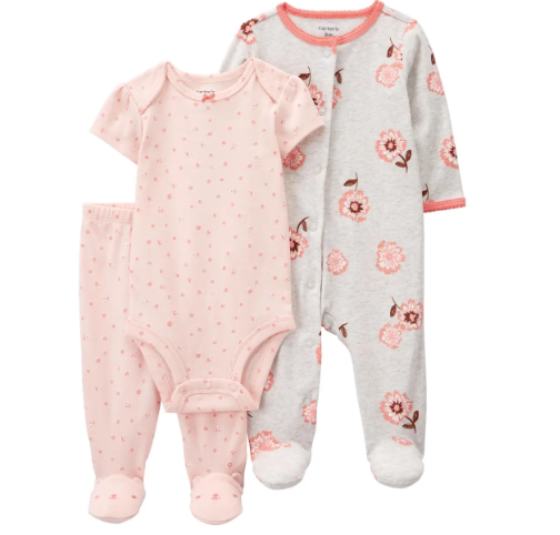 Infant Girls 3-Piece Floral Bodysuit Set