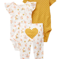 Infant Girls 3-Piece Floral Bodysuit Set