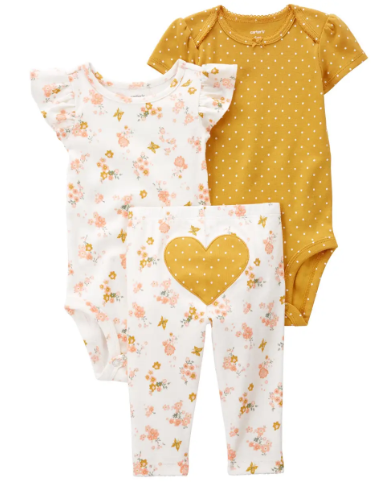 Infant Girls 3-Piece Floral Bodysuit Set