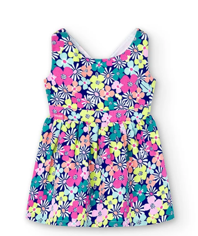 Baby girl's satin dress with flower print