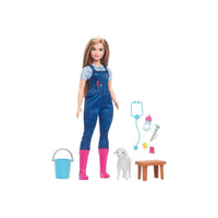 Mattel Barbie 65Th Anniversary Doll & 10 Accessories, Farm Veterinarian Set With Blonde Vet