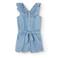 Girl's denim jumpsuit in bleach colour