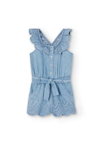 Girl's denim jumpsuit in bleach colour