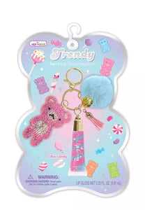 rendy Lip Gloss with Key Chain Gummy Bear (147GB) Washable Cosmetic Make Up Toy Set Birthday Part