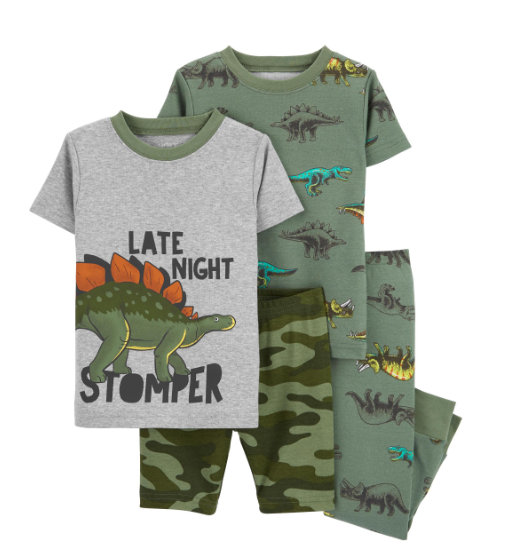 4-Piece Dinosaur 100% Snug Fit Cotton/Poly PJs