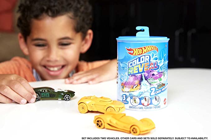 Hot Wheels Color Reveal (2 Pack) 1:64 Scale Vehicles with Surprise Reveal & Repeat Color-Change; Gift for Kids 3 Years Old & Up