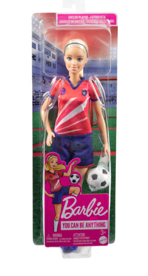 Barbie Soccer Doll, Blonde Ponytail, Colorful #9 Uniform, Soccer Ball,  Cleats, Tall Socks, Great Sports-Inspired For Ages 3 and Up